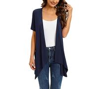 Black Cardigan Women's Long Cardigans Women's Lightweight Thin Summer Jumper High Low Hem Lightweight Cardigans Soft Comfortable Coat Plus Size Knitted Sweater Cotton Blouse, navy, L