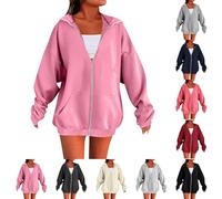 black cardigans for women uk Hoodies for Women Uk, Women's Long Sleeve Sweatshirts Soft Comfortable Casual Hooded Jackets with Pockets Oversized Zip Up Hoodies Pink 3XL