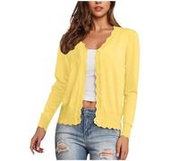 Black Cardigans for Women UK Knit Long Sleeve Button Down Lightweight Ladies Scalloped Shrugs Jumper Cardigan Open Front Ladies Cardigans for Dress Summer Evening Wedding Women's Fashion