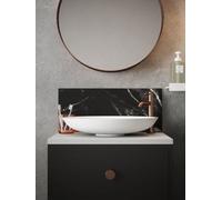 Black Carrara Marble Self-Adhesive Toughened Glass Bathroom Splashback 250mm X 500mm X 4mm