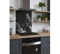 Black Carrara Marble Self-Adhesive Toughened Glass Kitchen Splashback 600mm X 750mm X 6mm