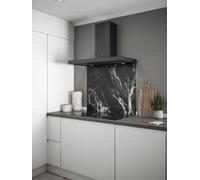 Black Carrara Marble Self-Adhesive Toughened Glass Kitchen Splashback 900mm X 750mm X 6mm