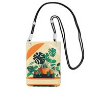 Black Carry Crossbody Purse â€“ Cartoon Turtle Back Bamboo Print Strap Mobile Phone Bag, Perfect for Shopping, and Outdoor Activities