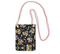 Black Carry Crossbody Purse - Autism Awareness Puzzle Pieces Heart Print Mobile Phone Bag, Perfect for Commuting, Shopping, and Outdoor Activities, Pink, One Size