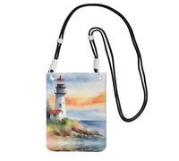 Black Carry Mobile Phone Bag â€“ Lighthouse Print Crossbody Purse, Ideal for Outdoor Activities, Commuting, and Shopping