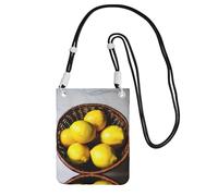 Black Carry Mobile Phone Bag â€“ One Basket Lemons Print Crossbody Purse, Ideal for Outdoor Activities, Commuting, and Shopping