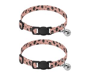 Black Cartoon Evil Alien Print Collar for Small Dogs 5-15Lbs Quick Release Buckle Dog Girls and Boys Collar 2 Pack