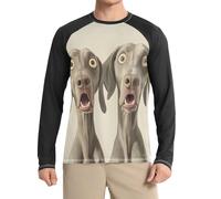 Black Cartoon Funny Dogs Fear Shirts Summer UPF 50+ Slim fit Round Neck Sun Protection Long Sleeve Water, Cartoon Funny Dogs Fear, Large