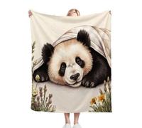 Black Cartoon PandaPattern Double Size Throw Blanket Thick 60x80 Inches, Non Shedding Flannel Blanket for Teens, Thermal Microfiber Couch Blanket Throw for All Season Use ab70