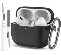 Black Case for Airpods Pro 2/1 Gen Case Cover for GILR Women, Compatible Airpods Pro 2nd/1st Generation Case, Soft Silicone Apple iPod Pro Gen Protective Cover Skin with Keychain Cleaner Pen, Black