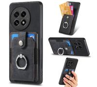 (Black) Case for Oneplus 13 Stand Ring Holder Magnetic Car Mount Crad Slot