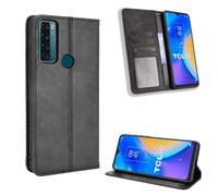 (Black) Case For TCL 20 SE PU Leather Magnetic Closure Wallet