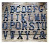 Black Cast Iron 3D House Number Sign 8 cm With Numerals And Letters For Door Address(#D)