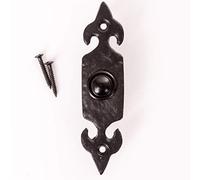 Black Cast Iron Doorbell Push Button Antique Fleur De LYS Style Door Ringer