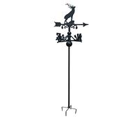 Black Cast Iron Stag Freestanding Weathervane - Outdoor Garden Weathervane Ornament
