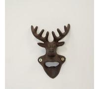 Black Cast Iron Traditional Style Bar Bottle Opener With Stag