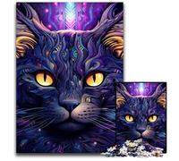 Black Cat 1000 Piece Jigsaw Puzzle cardboard Jigsaw DIY Decoration, Brain Challenge, for Adult, Family, 26X38CM/10.23x14.96inch