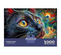 Black Cat 1000 Piece Jigsaw Puzzle with Whimsical Design - A Charming Challenge for Adults And Kids Age 14 Years Up52x38cm/1000pcs