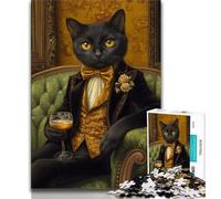 Black Cat 1000 Piece Jigsaw Puzzles for Teenagers,Stress Reliever Difficult Challenge Unique Home Decor And Gifts (38x26cm)