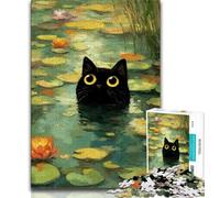 Black Cat 1000 Pieces Jigsaw Puzzles for Adults And Teens,Staycation Kill Time Every Piece Is Unique - Challenging Family Fun Game (38x26cm)