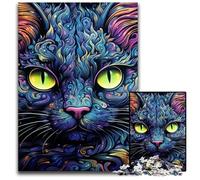 Black Cat 1000 Pieces Puzzles for Adults Wooden Jigsaw Puzzles for Home Decor, Brain Training 50x75CM/19.68x29.52inch