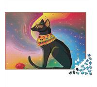 Black Cat 1000pcs (75x50cm) Erwachsenenpuzzle - Egyptian Style Erwachsenenpuzzle DIY-Puzzlespielzeug