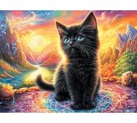 Black Cat 500 Piece Complete DIY Jigsaw Puzzle Dreamy Scenic Fauna Collectors Mind Relaxation Educational Decorative Puzzle Gifts for Adults Recycled Cardboard 500 PCS