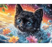 Black Cat 500 Piece Pack Classic Jigsaw Puzzle Magical Cosmic Creatures Couple Puzzle Partners Ultra Difficult Wall Decor Easter New Year Creativity & Gift Giving 500 PCS/52×38cm