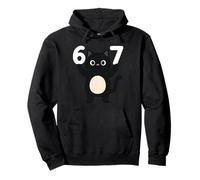 Black Cat 67 Meme Six Seven Funny Sasquatch Pullover Hoodie