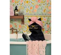 Black Cat Adult Paint by Number,Funny Bathing Cat Adults' Paint-by-Number Kits,DIY Acrylic Paint Kit for Adults Beginners Unframed,Easy Paint by Numbers Canvas for Decor 12x16inch