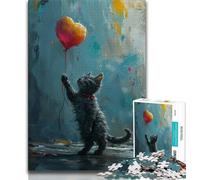 Black Cat Adult Puzzles 1000 Pieces,Help The Brain Exercise Addictive Toys to Cultivate Patience Unique Challenge Game 38x26cm