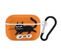 Black Cat Airpod Pro Case AirPods 2 Case for Women Hard Shell Protective Cover with Carabiner Keychain Compatible with AirPods Case 2nd 1st Generation, Front LED Visible White