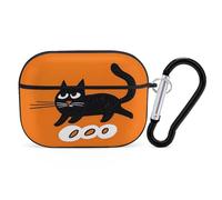 Black Cat Airpod Pro Case AirPods 2 Case for Women Hard Shell Protective Cover with Carabiner Keychain Compatible with AirPods Case 2nd 1st Generation, Front LED Visible Black