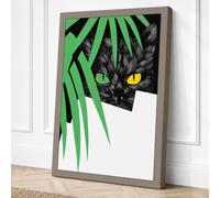 Black Cat Among Palms Canvas Wall Art Print 36x24 Inch