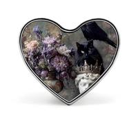 Black Cat And Crow Gothic Statues Brooch Pins Heart Badge Collar Lapel Pins Dress Backpack Accessories