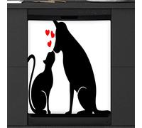 Black Cat And Dog Dishwasher Magnetic Cover Kitchen Decor Cute Animal Love Front Dishwasher Refrigerator Magnetic Cover Sticker Appliance Decorative Cover 23 x 26 Inches