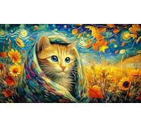 Black cat and glowing butterfly in starry space Recycled Paper Puzzle 1000 Piece - Fun and Challenging Game for Adults Kids Gift 38x26/1000pcs