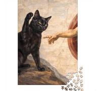 Black Cat And God's Hand 1000 Piece Jigsaw, Festive Gift, 38x26cm/1000pcs
