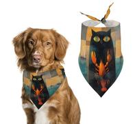 Black Cat And Lobster Cute Dog Bandana Triangle Adjustable Washable