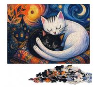 Black Cat and White Cat Curled Up Jigsaw Puzzle for Adults, 500 Pieces | Clear image details - easier piece organisation alone or together.