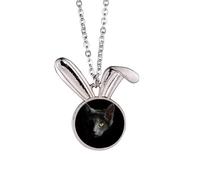 Black Cat Animal Stare Dark Rabbit Necklace Pendant Bunny Animal Jewelry Gift