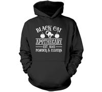 Black Cat Apothecary - Unisex Hoodie - Halloween Spooky Witch M Black