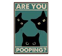 Black Cat Are You Pooping Funny Tin Signs Bathroom Wall Decor 8 x 12 Inch (918)