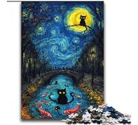 Black Cat Art 2000 Piece Jigsaw Puzzles for Teenagers Gifts, for Age 14+ Home Art Decor Family Games Christmas Birthday Gifts (70x100cm)