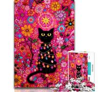 Black Cat Art Jigsaw Puzzles for Adults 1000 Pieces,Family Game Stress Reliever Difficult Challenge Great Gifts And Toys 50x75cm