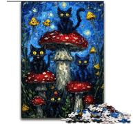 Black Cat Art Jigsaws Puzzles 1000 Pieces for Adults Gifts, Help The Brain Exercise Addictive Toys to Cultivate Patience Unique Challenge Game (26x38cm)