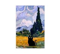Black Cat Art Posters, Funny Cat in Painting Print, Funny Gift, Gallery Wall Art Gift (17)