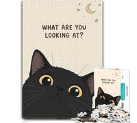 Black Cat Asks 'What Are You Looking At？' Jigsaw Puzzle, 1000 Pieces | Jigsaw Puzzle - puzzle activity for family time with solo or shared puzzle time.