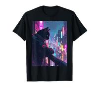 Black Cat Astronaut Synthwave Japan Tokyo Sci-Fi Art T-Shirt