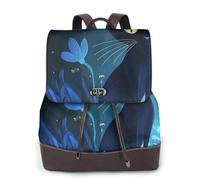 Black cat at night Ladies Travel Fashion Back Pack,Casual backpack,Print Women's leather backpack for Work